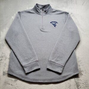 Knights Apparel 1/4 Zip Ribbed Gray Pullover West VA Mountaineers Logo Men Sz L